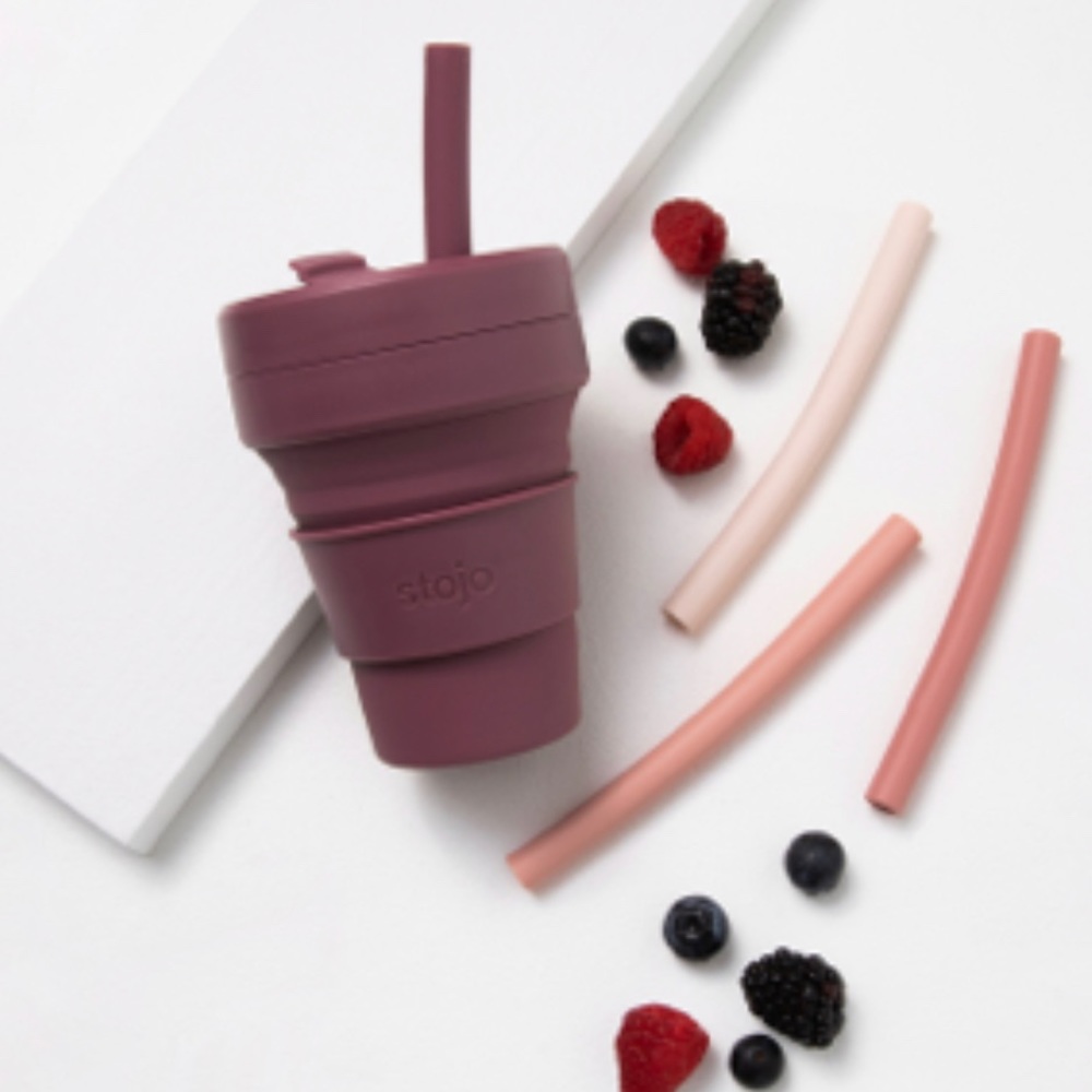 STOJO Collapsible Cup with 4 Reusable Straws